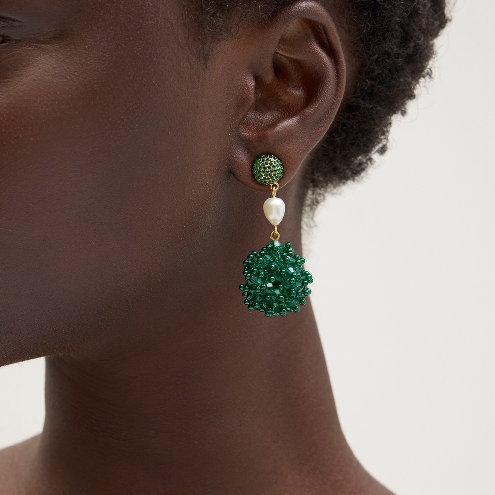 🌱 J. Crew Crystal burst and freshwater pearl drop earrings - Picture 2 of 5